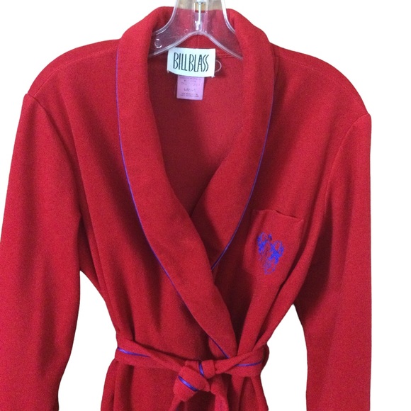VTG Bill Blass Red Belted Wrap Robe Unisex Size Large - Picture 2 of 9